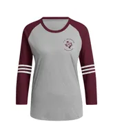 Women's adidas Gray Texas A&M Aggies Baseball Raglan 3/4-Sleeve T-shirt