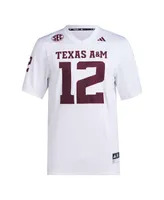 Men's adidas #12 White Texas A&M Aggies Premier Football Jersey