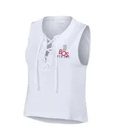 Women's Wear by Erin Andrews White Boston Red Sox Lace-Up Tank Top