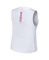 Women's Wear by Erin Andrews White Los Angeles Angels Lace-Up Tank Top