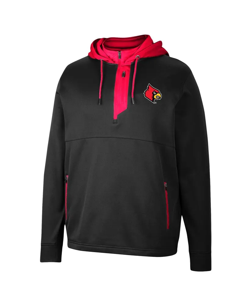 Men's Colosseum Black Louisville Cardinals Luge 3.0 Quarter-Zip Hoodie