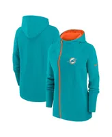 Women's Nike Aqua Miami Dolphins Asymmetrical Raglan Full-Zip Hoodie