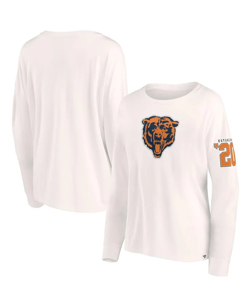 Women's Fanatics Branded Navy Chicago Bears Wordmark Long Sleeve V-Neck T-Shirt