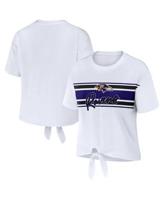 Women's Wear by Erin Andrews White Baltimore Ravens Front Tie Retro T-shirt