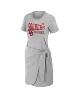 Women's Wear by Erin Andrews Heather Gray Oklahoma Sooners Knotted T-shirt Dress