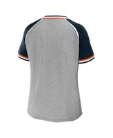 Women's Wear by Erin Andrews Heather Gray Chicago Bears Throwback Raglan V-Neck T-shirt