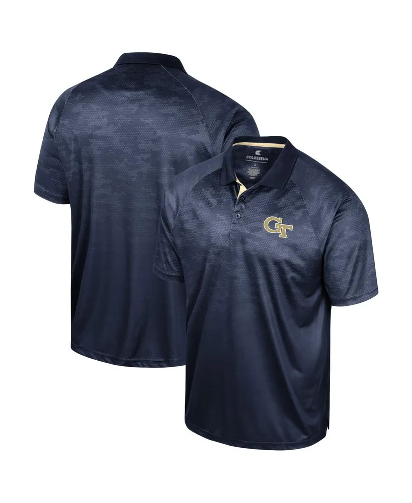 Men's Colosseum Navy Georgia Tech Yellow Jackets Honeycomb Raglan Polo Shirt