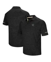 Men's Colosseum Black Vanderbilt Commodores Down Swing Raglan Polo Shirt