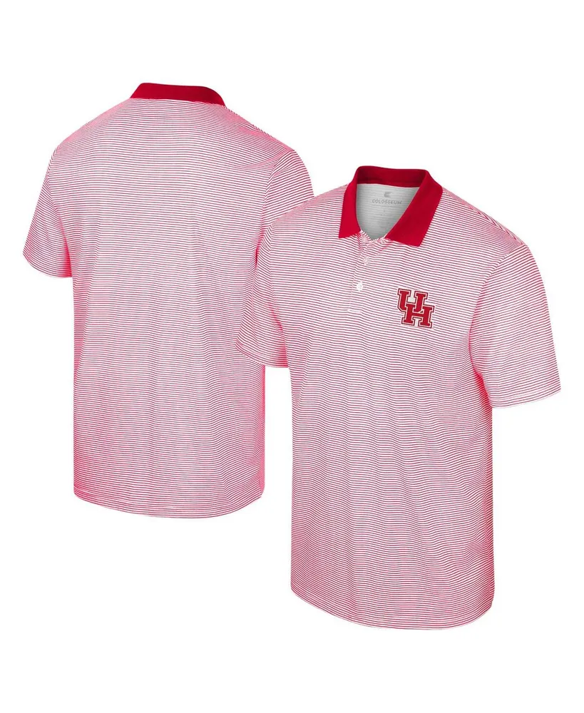 Men's Colosseum White Houston Cougars Print Stripe Polo Shirt