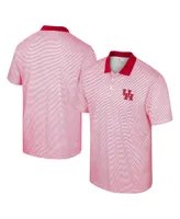 Men's Colosseum White Houston Cougars Print Stripe Polo Shirt