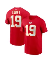 Men's Nike Kadarius Toney Red Kansas City Chiefs Player Name and Number T-shirt