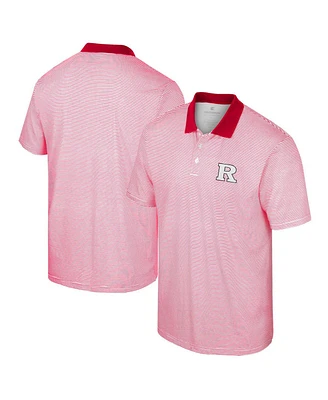 Men's Colosseum White, Scarlet Rutgers Knights Print Stripe Polo Shirt