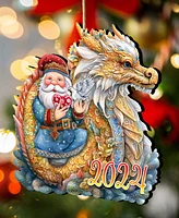 Designocracy Santa with Dragon Christmas Wooden Ornaments Holiday Decor G. DeBrekht