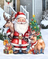 Designocracy Santa with Reindeers 32" Outdoor Christmas Lawn Decor G. DeBrekht