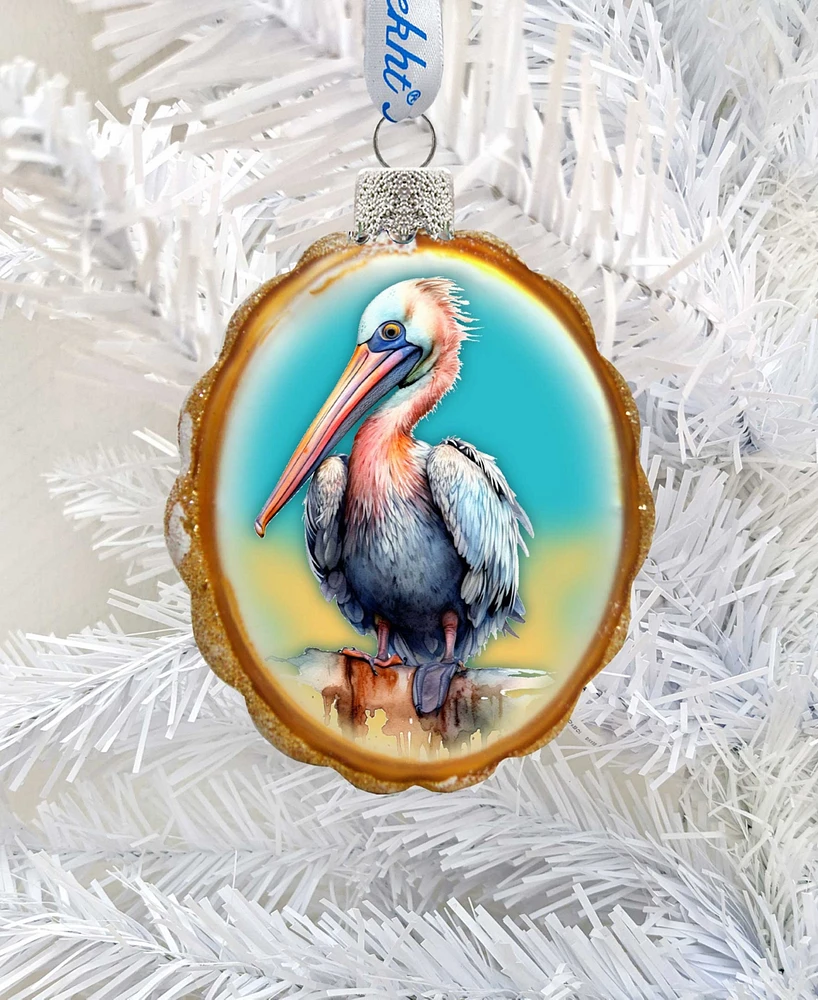 Designocracy Pelican Keepsake Holiday Mercury Glass Ornaments G. DeBrekht