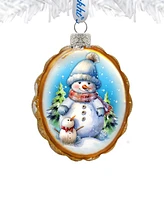 Designocracy Snowman's Family Keepsake Christmas Mercury Glass Ornaments G. DeBrekht