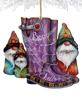 Designocracy Holiday Wooden Ornaments Hello Halloween Boots Home Decor J. Mills-Price