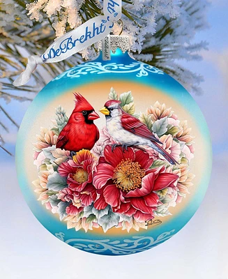 Designocracy Romantic Cardinals Ball Holiday Mercury Glass Ornaments G. DeBrekht