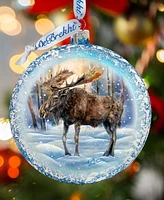 Designocracy In the Heart of the Forest - Moose Ball Christmas Glass Ornaments G. DeBrekht