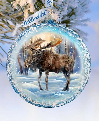 Designocracy In the Heart of the Forest - Moose Ball Christmas Glass Ornaments G. DeBrekht