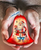 Designocracy Santa Spreading Christmas Happiness Bell Christmas Glass Ornaments G. DeBrekht