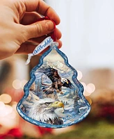 Designocracy The Land of the Free-American Eagle Tree Glass Christmas Ornaments G. DeBrekht