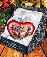 Designocracy Cute Kittens Heart Christmas Mercury Glass Ornaments G. DeBrekht