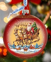 Designocracy Santa on Sleigh Large Holiday Mercury Glass Ornaments G. DeBrekht