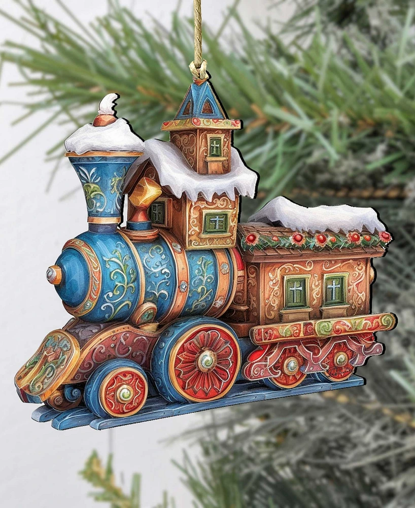 Designocracy Christmas Train Christmas Wooden Ornaments Holiday Decor G. DeBrekht