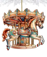 Designocracy Carousel Horse Christmas Wooden Ornaments Holiday Decor G. DeBrekht