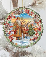 Designocracy Santa's Magical Cottage Wreath Christmas Wooden Ornaments G. DeBrekht