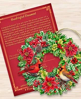 Designocracy Holiday Cardinal Garland Wreath Christmas Wooden Ornaments G. DeBrekht