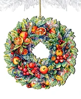 Designocracy Holiday Wooden Ornaments Summer Harvest Fruit Wreath Home Decor G. DeBrekht