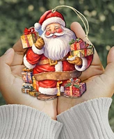 Designocracy Merry Delivery Santa with Gifts Christmas Wooden Ornaments G. DeBrekht