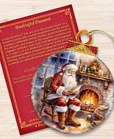 Designocracy Santa at the Fireplace Christmas Wooden Ornaments Holiday Decor G. DeBrekht