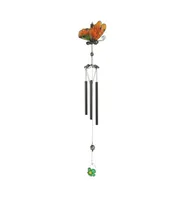 35" Long Yellow Butterfly Wind Chime with Black Gem