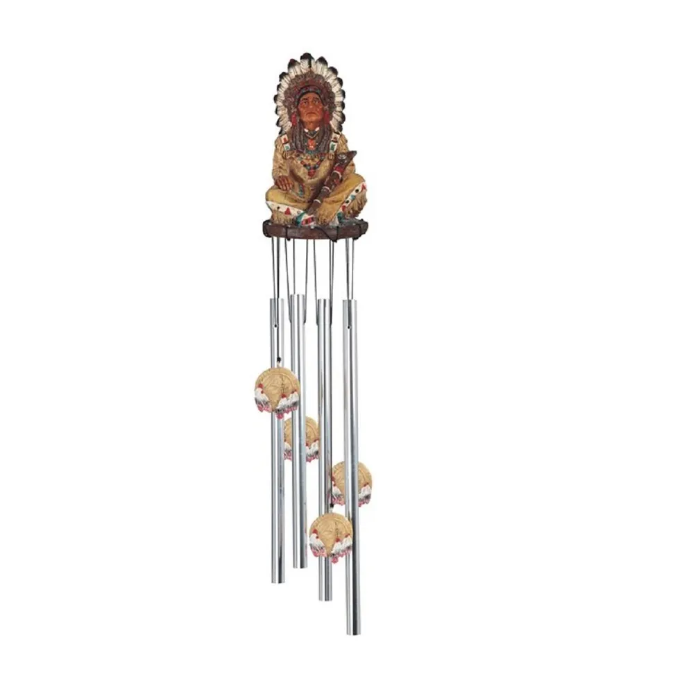 23" Long Indian Chief Round Top Wind Chime Native American