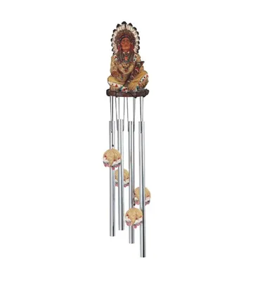 23" Long Indian Chief Round Top Wind Chime Native American