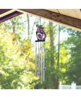23" Long Dragon on Purple Faux Crystal Round Top Wind Chime