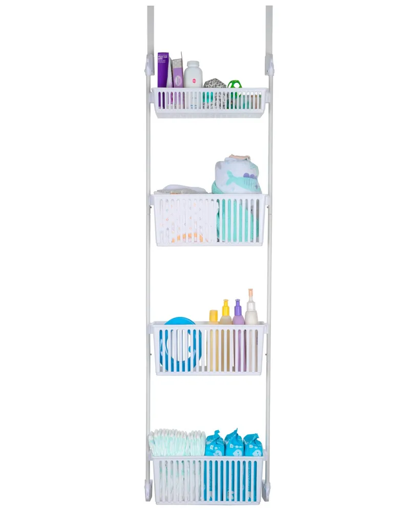 Smart Design 4-Tier Over-the-Door Hanging Pantry Organizer with Deep Baskets