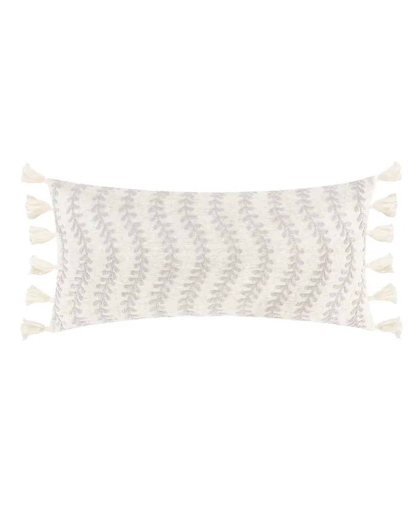 Lumbar Pillow with Embroidered Pattern & Tassels