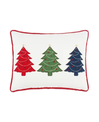 Levtex White Pine Whimsical Trees Pom Pom Decorative Pillow, 14" x 18"