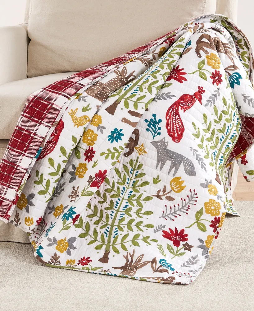 Levtex Folk Deer Woodland Reversible Quilted Throw, 50" x 60"