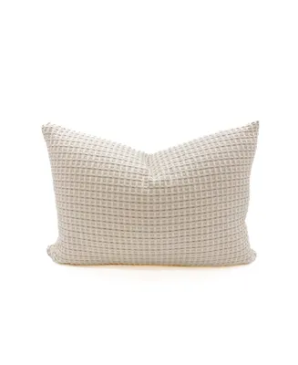 Ivory & Taupe 14x20 Down Alternative Cotton Waffle Weave Pillow