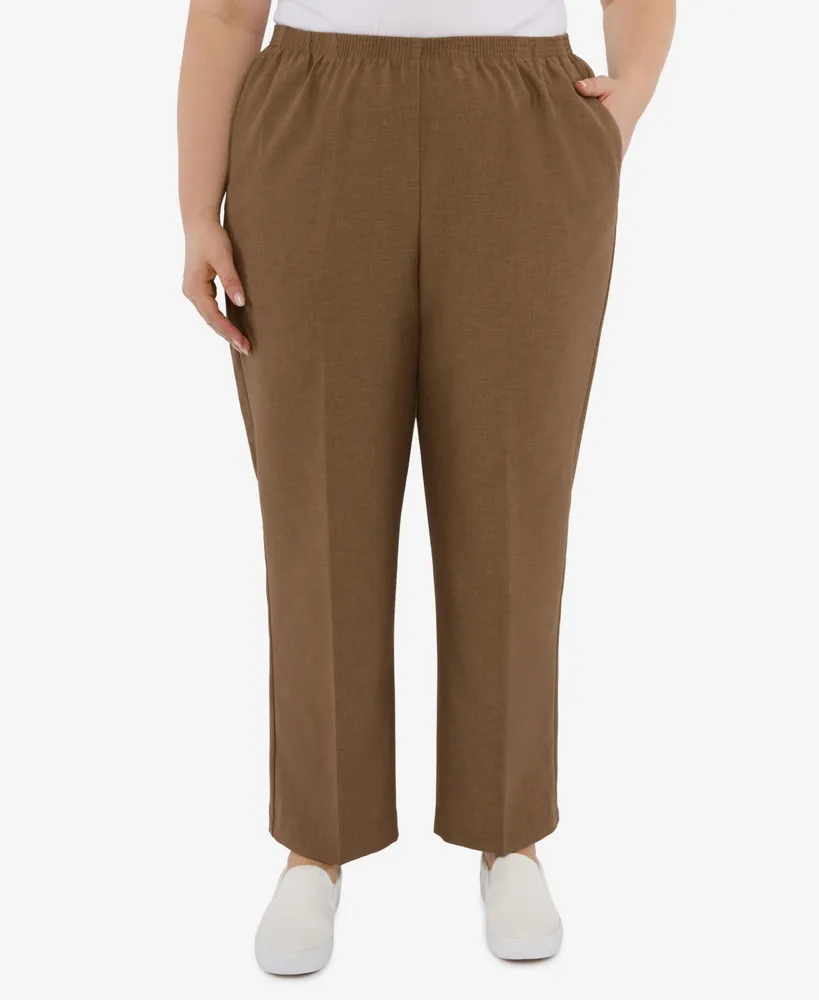 Alfred Dunner Plus Signature Fit Textured Trouser Average Length Pants