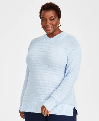 Style & Co Plus Striped Tunic Sweater, Created for Macy's