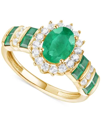 Sapphire (2-1/2 ct. t.w.) & Diamond (3/8 Halo Ring 14k Gold (Also Ruby Emerald)