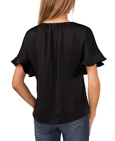 CeCe Women's Short-Sleeve Flutter Blouse