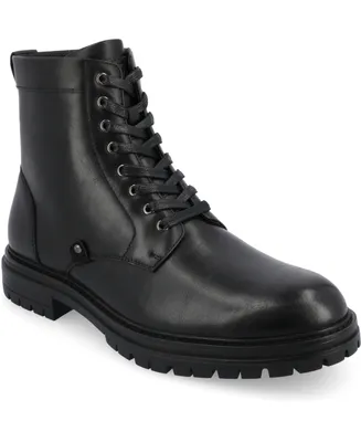 Vance Co. Men's Denver Tru Comfort Foam Plain Toe Lace-Up Ankle Boots