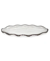 Glass Plate with Silver-Tone Scalloped Rim, 14" L